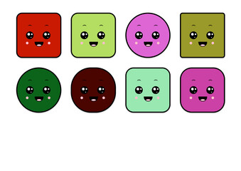 kawaii smiling 2d shape illustration anime