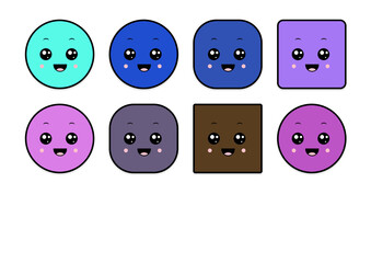 kawaii smiling 2d shape illustration anime