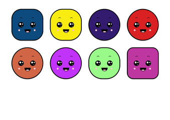 kawaii smiling 2d shape illustration anime