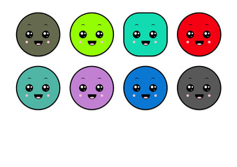 kawaii smiling 2d shape illustration anime