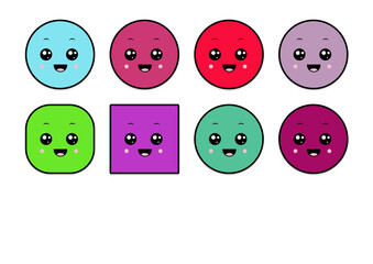 kawaii smiling 2d shape illustration anime