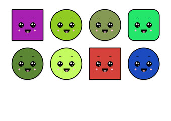 kawaii smiling 2d shape illustration anime