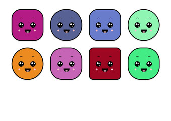 kawaii smiling 2d shape illustration anime