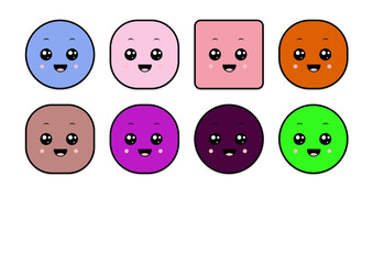 kawaii smiling 2d shape illustration anime