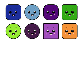 kawaii smiling 2d shape illustration anime