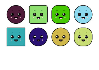 kawaii smiling 2d shape illustration anime