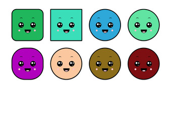 kawaii smiling 2d shape illustration anime