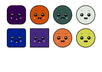 kawaii smiling 2d shape illustration anime