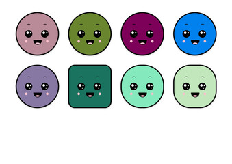 kawaii smiling 2d shape illustration anime