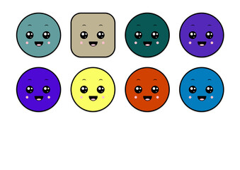 kawaii smiling 2d shape illustration anime