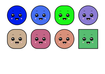 kawaii smiling 2d shape illustration anime