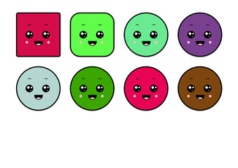 kawaii smiling 2d shape illustration anime