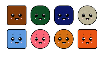 kawaii smiling 2d shape illustration anime