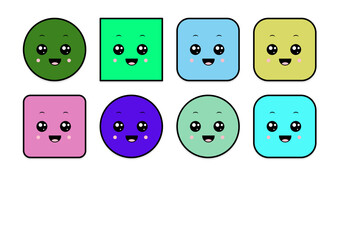 kawaii smiling 2d shape illustration anime