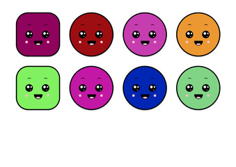 kawaii smiling 2d shape illustration anime