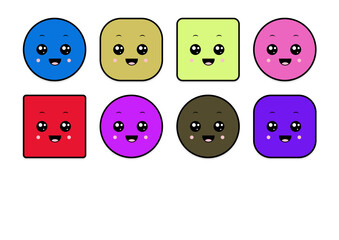 kawaii smiling 2d shape illustration anime