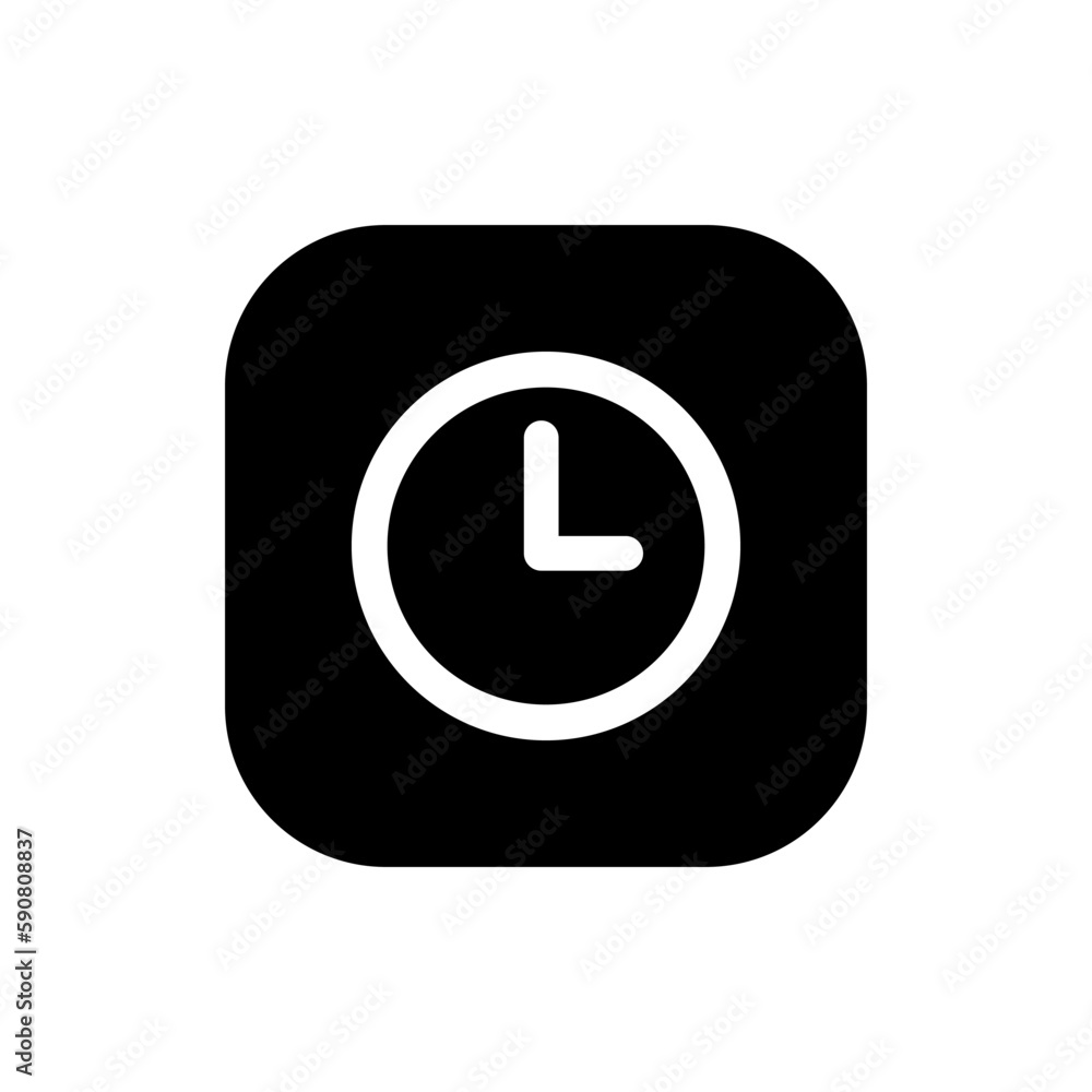 Poster time, clock icon vector isolated on square background