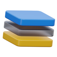 layer 3d rendering icon illustration, transparent background, design and development