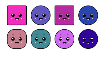 kawaii smiling 2d shape illustration anime