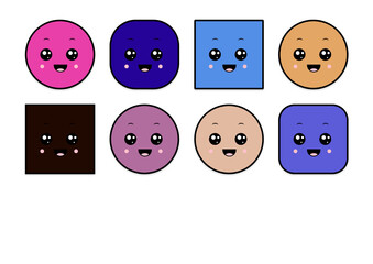 kawaii smiling 2d shape illustration anime