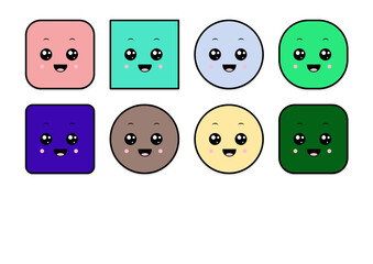 kawaii smiling 2d shape illustration anime