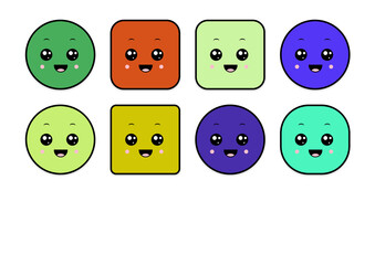 kawaii smiling 2d shape illustration anime