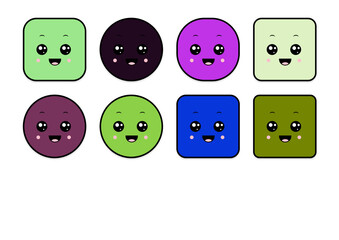 kawaii smiling 2d shape illustration anime