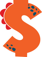 Dino Font Cute Alphabet Dinosaur Symbol Spacial USD Dollar Money Currency