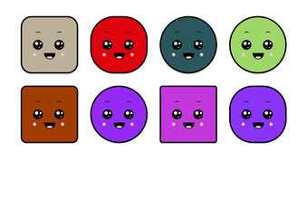 kawaii smiling 2d shape illustration anime