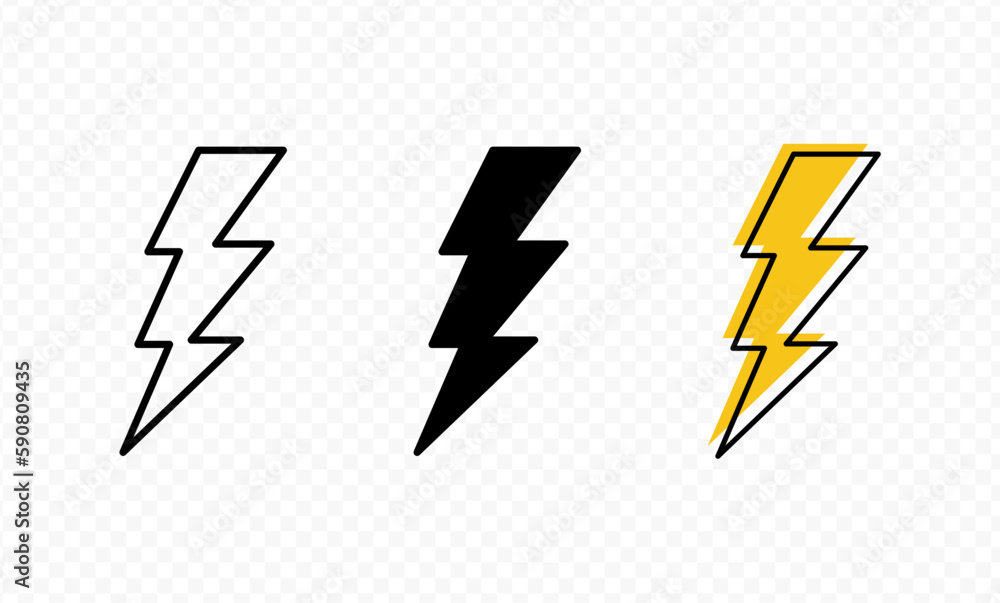 Aufkleber lightning bolt icon set. flash thunder icon. electric power vector icons - lightning energy bolt in 