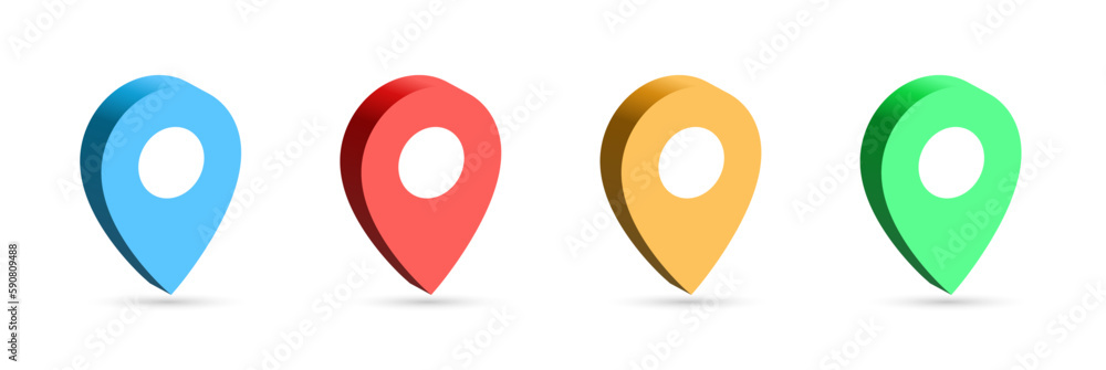 Aufkleber 3d Location icon set. Map pin location pointers icons, Isometric style. Navigation icon for web banner. Creative vector illustration