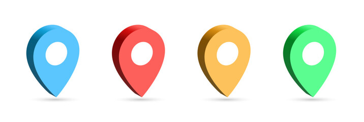 3d Location icon set. Map pin location pointers icons, Isometric style. Navigation icon for web banner. Creative vector illustration - obrazy, fototapety, plakaty