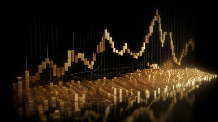 A Stock chart made of Gold, created with Generative Ai