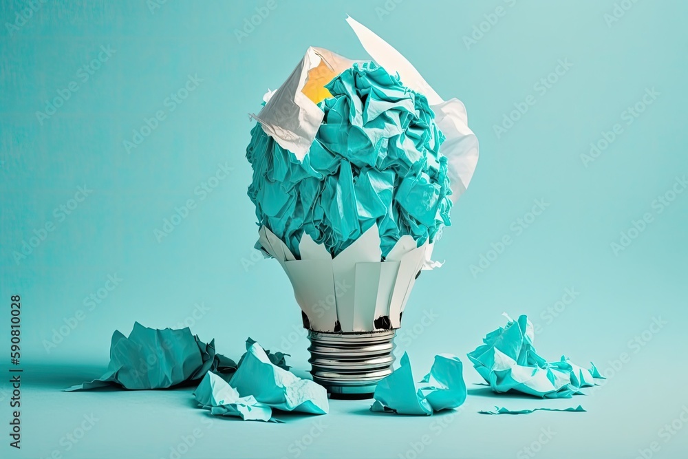 Aufkleber damaged light bulb resting on top of a functioning light bulb. generative ai