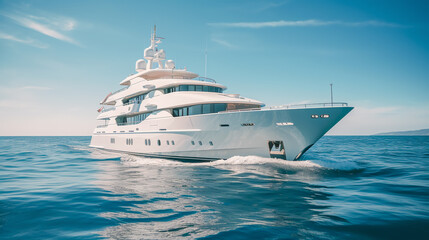 Luxury fashion yacht in ocean. Generative AI. High quality illustration