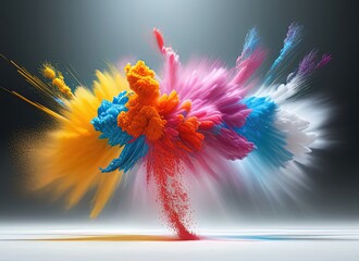 Multicolored powder. Explosion of multi-colored powder. Created by a stable diffusion neural network.
