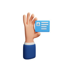 Hand Holding Id Card 3d illustration