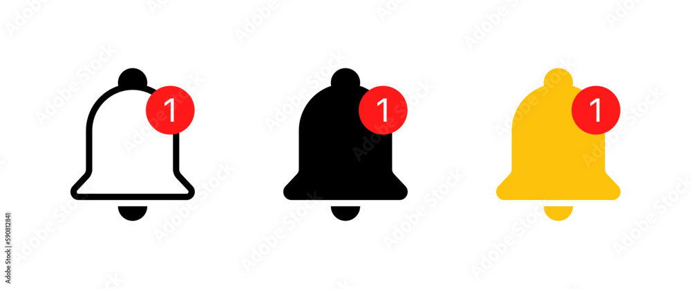 Leinwandbilder notification bell icon set. alarm symbol. new incoming message icon with notifications. inbox logo s