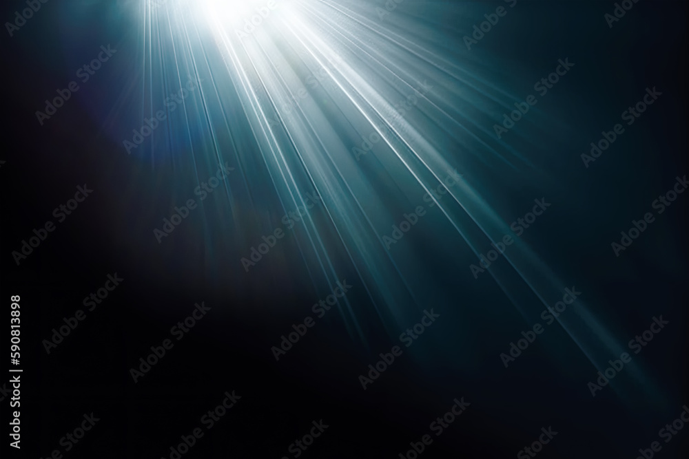 Poster illuminated gold spotlight rays on stage on black background for overlay design