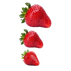 Glistening, dew-kissed strawberries, captured in natural light, showcasing their tempting freshness and irresistible sweetness.