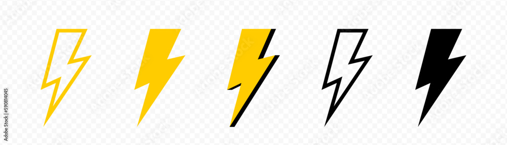 Poster lightning bolt icon set. flash thunder icon. electric power vector icons - lightning energy bolt in 