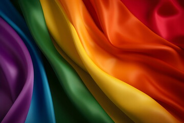 gay pride rainbow flag satin fabric background, made with generative ai