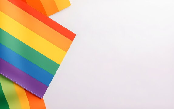 Gay Pride Rainbow Flag Background With White Copy Space, Made With Generative Ai