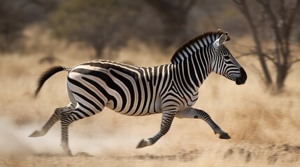 Obraz na płótnie Canvas Zebra running free in the wilderness