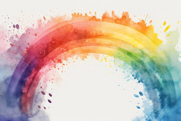 gay pride rainbow watercolor background with white copy space, made with generative ai - obrazy, fototapety, plakaty