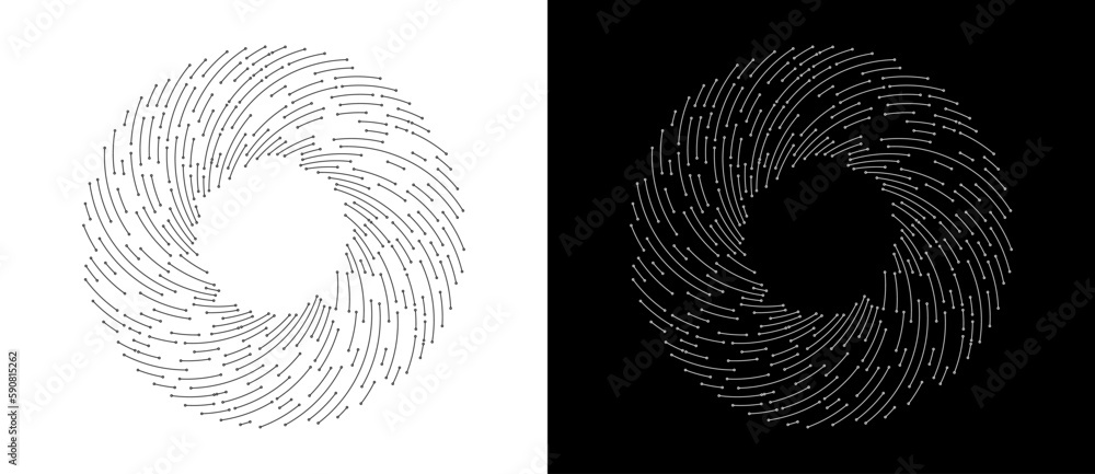 Aufkleber abstract background with lines and dots. creative circle as logo or icon. black lines on a white bac