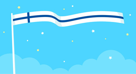 Fototapeta na wymiar Flag of Finland waving in the sky