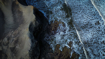 Cliff tops and waves crashing 