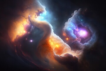 cosmic space scene with stars and nebula clouds. Generative AI