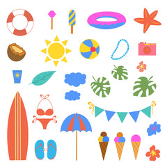 Vector summertime set with summer